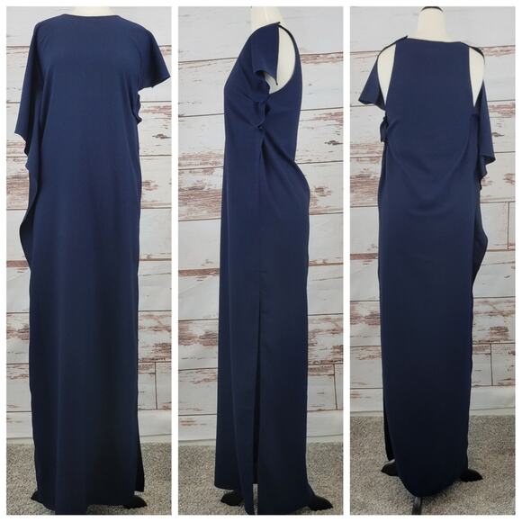 Revolve Blaque Label Maxi Dress Navy Flutter Winged M - Picture 1 of 15